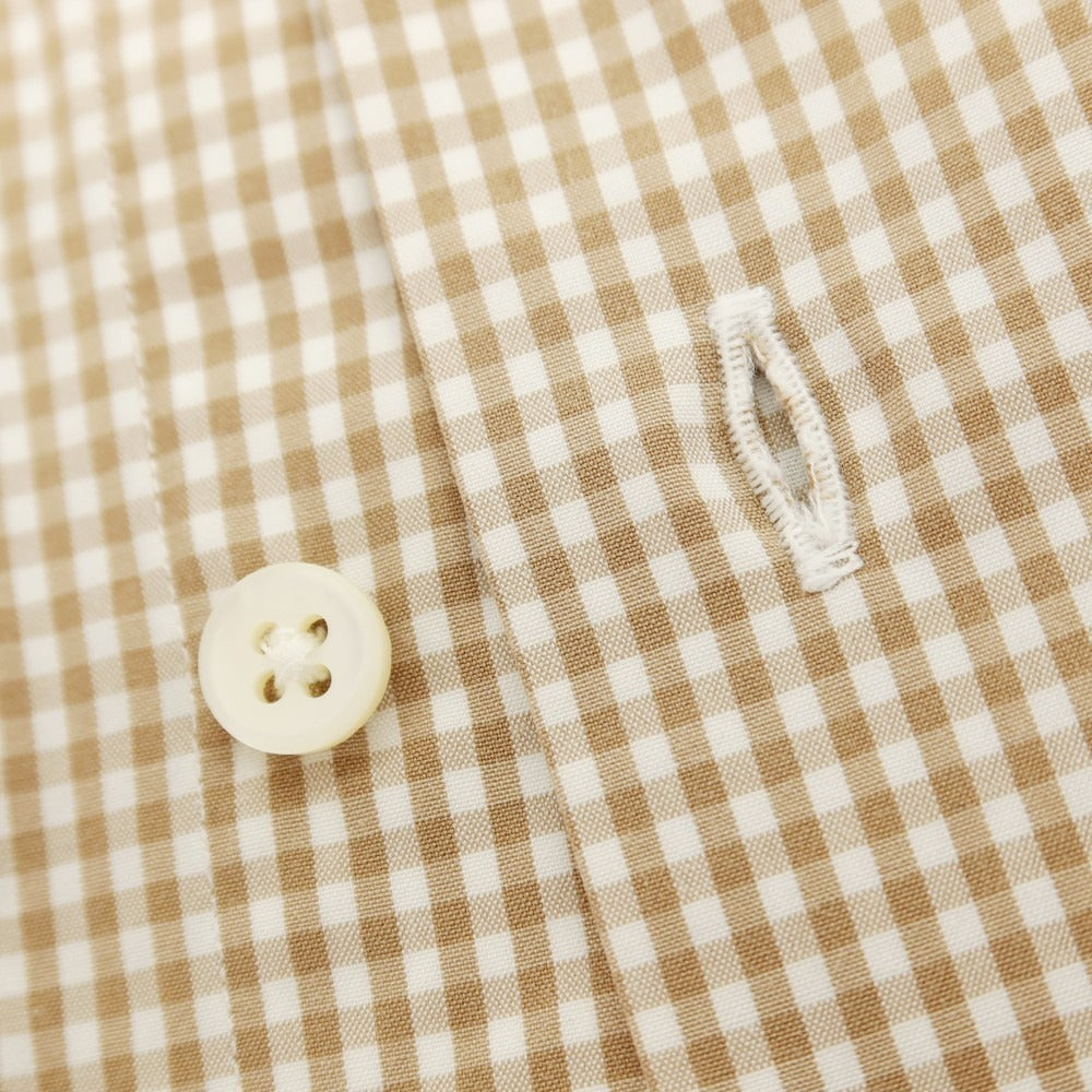 【中古】メイカーズシャツ カマクラ Makers Shirt 鎌倉 コットン チェック ドレスシャツ ベージュxホワイト【 サイズ39 】【 状態ランクB 】【 メンズ 】 [APD]