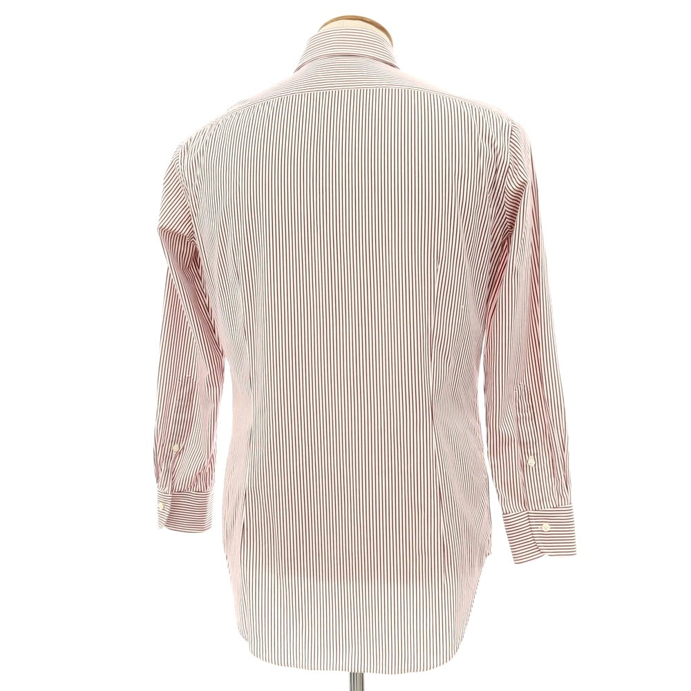【中古】メイカーズシャツ カマクラ Makers Shirt 鎌倉 コットン ストライプ ドレスシャツ ホワイトxダークレッド【 39 】【 状態ランクB 】【 メンズ 】