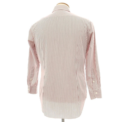 【中古】メイカーズシャツ カマクラ Makers Shirt 鎌倉 コットン ストライプ ドレスシャツ ホワイトxダークレッド【 39 】【 状態ランクB 】【 メンズ 】