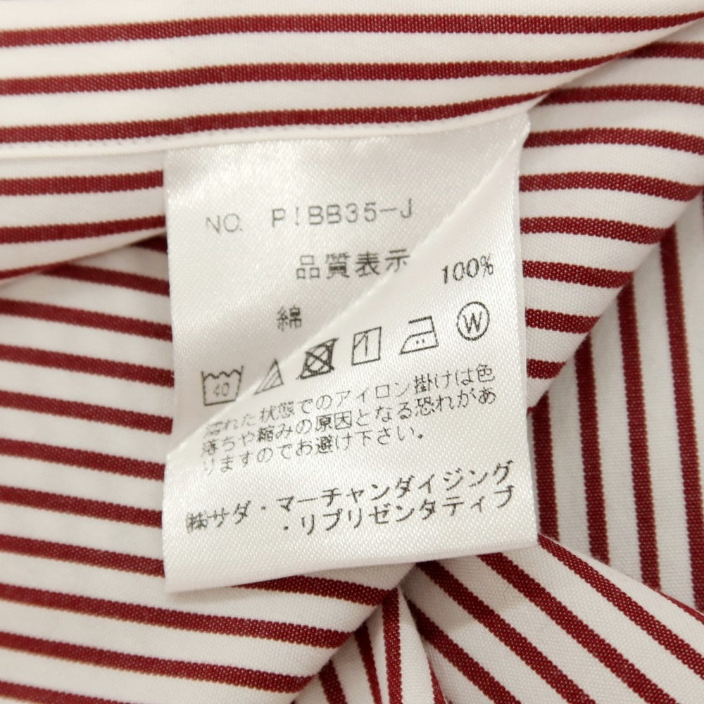 【中古】メイカーズシャツ カマクラ Makers Shirt 鎌倉 コットン ストライプ ドレスシャツ ホワイトxダークレッド【 サイズ39 】【 状態ランクB 】【 メンズ 】 [APD]