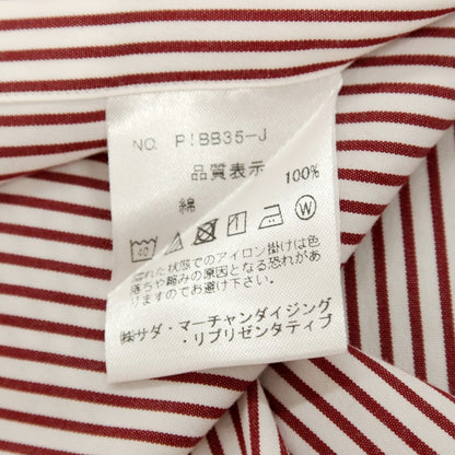 【中古】メイカーズシャツ カマクラ Makers Shirt 鎌倉 コットン ストライプ ドレスシャツ ホワイトxダークレッド【 39 】【 状態ランクB 】【 メンズ 】
