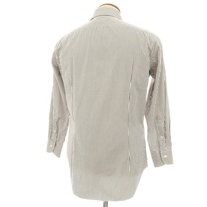 【中古】メイカーズシャツ カマクラ Makers Shirt 鎌倉 コットン ストライプ ドレスシャツ ホワイトxダークブラウン【 39 】【 状態ランクB 】【 メンズ 】