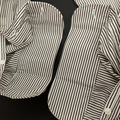 【中古】メイカーズシャツ カマクラ Makers Shirt 鎌倉 コットン ストライプ ドレスシャツ ホワイトxダークブラウン【 39 】【 状態ランクB 】【 メンズ 】