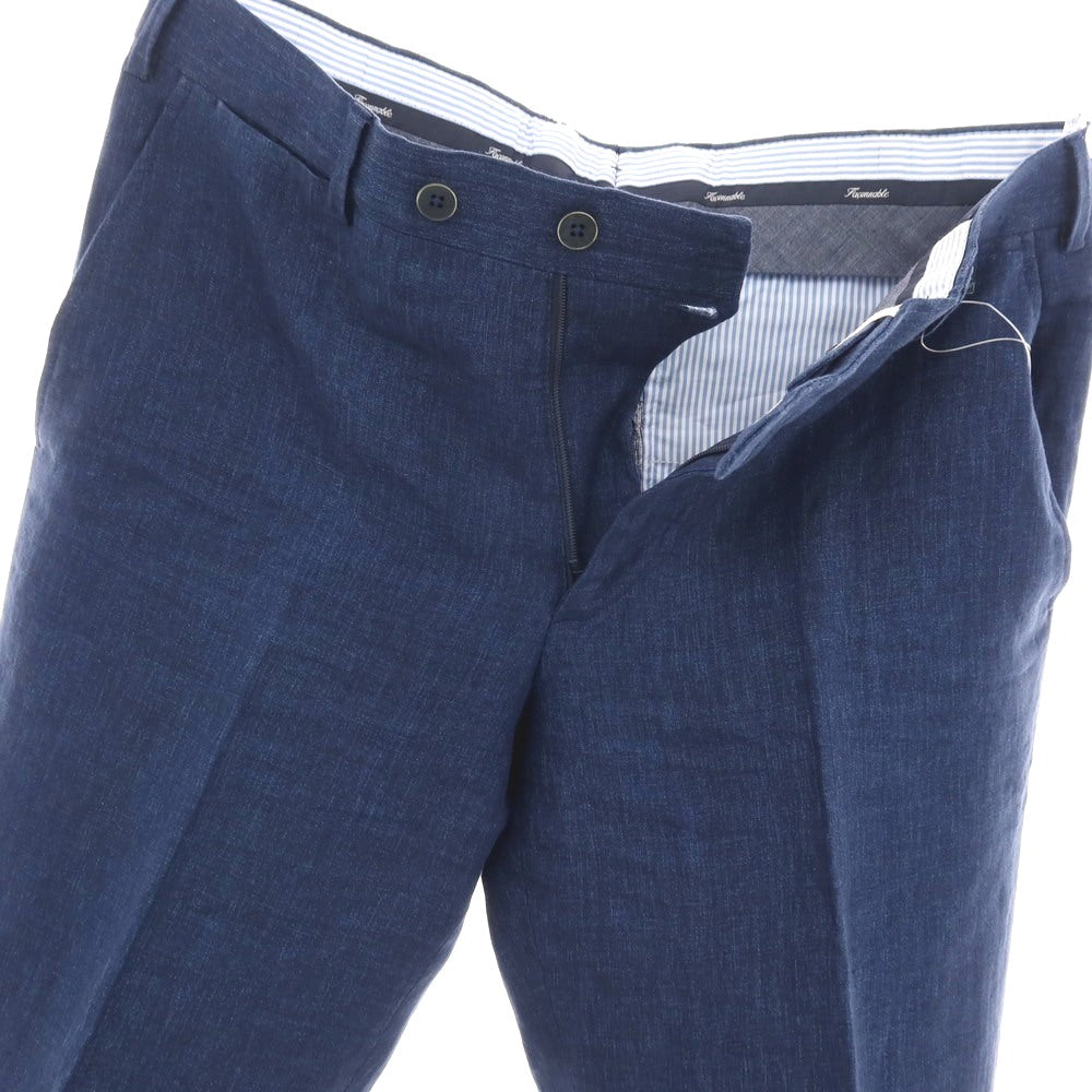 【中古】ファッソナブル Faconnable リネン カジュアルスラックスパンツ ネイビー【サイズ46】【 状態ランクB 】【 メンズ 】
