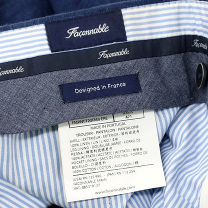 【中古】ファッソナブル Faconnable リネン カジュアルスラックスパンツ ネイビー【サイズ46】【 状態ランクB 】【 メンズ 】