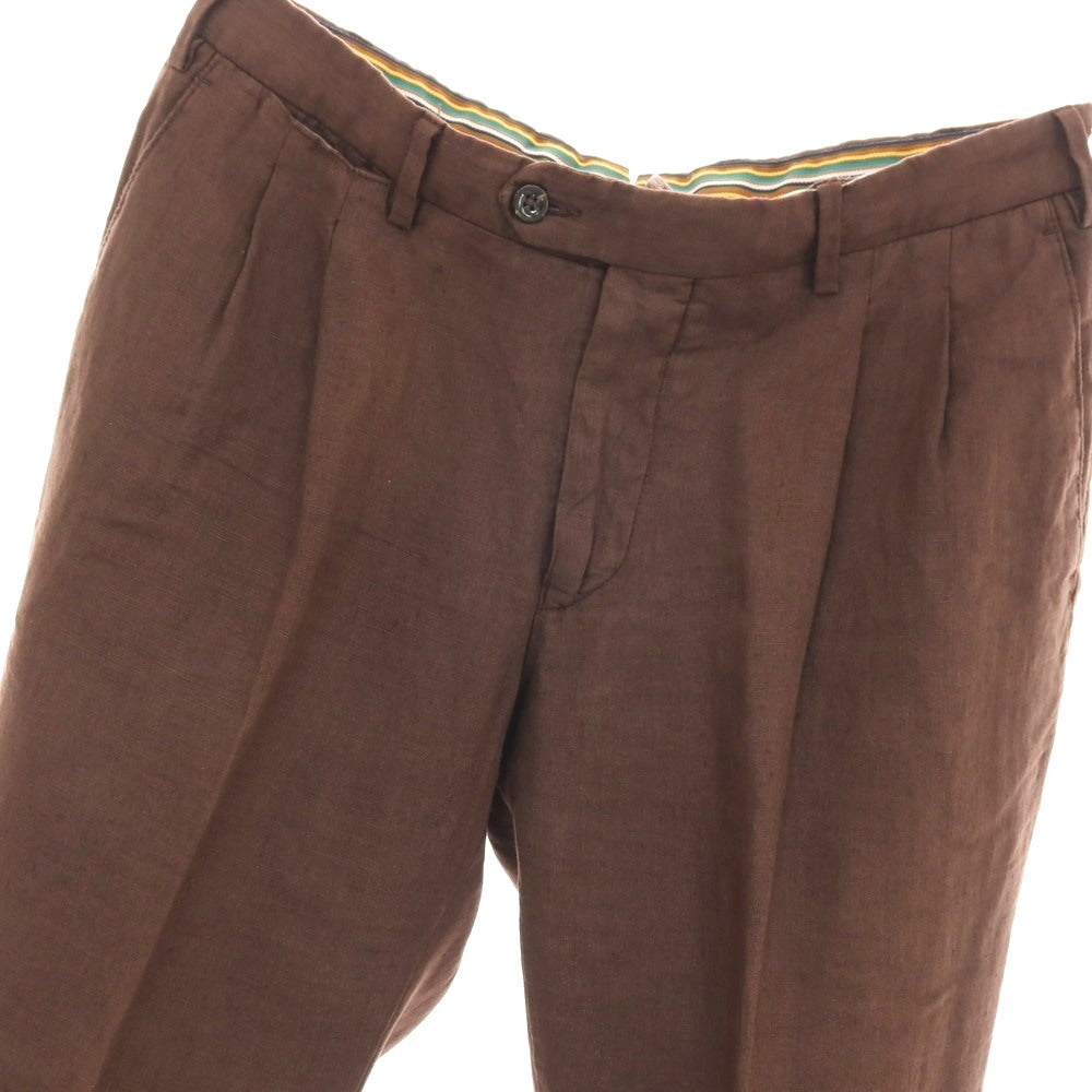 【中古】ジェルマーノ GERMANO リネン カジュアルスラックスパンツ ブラウン【サイズ48】【 状態ランクC 】【 メンズ 】