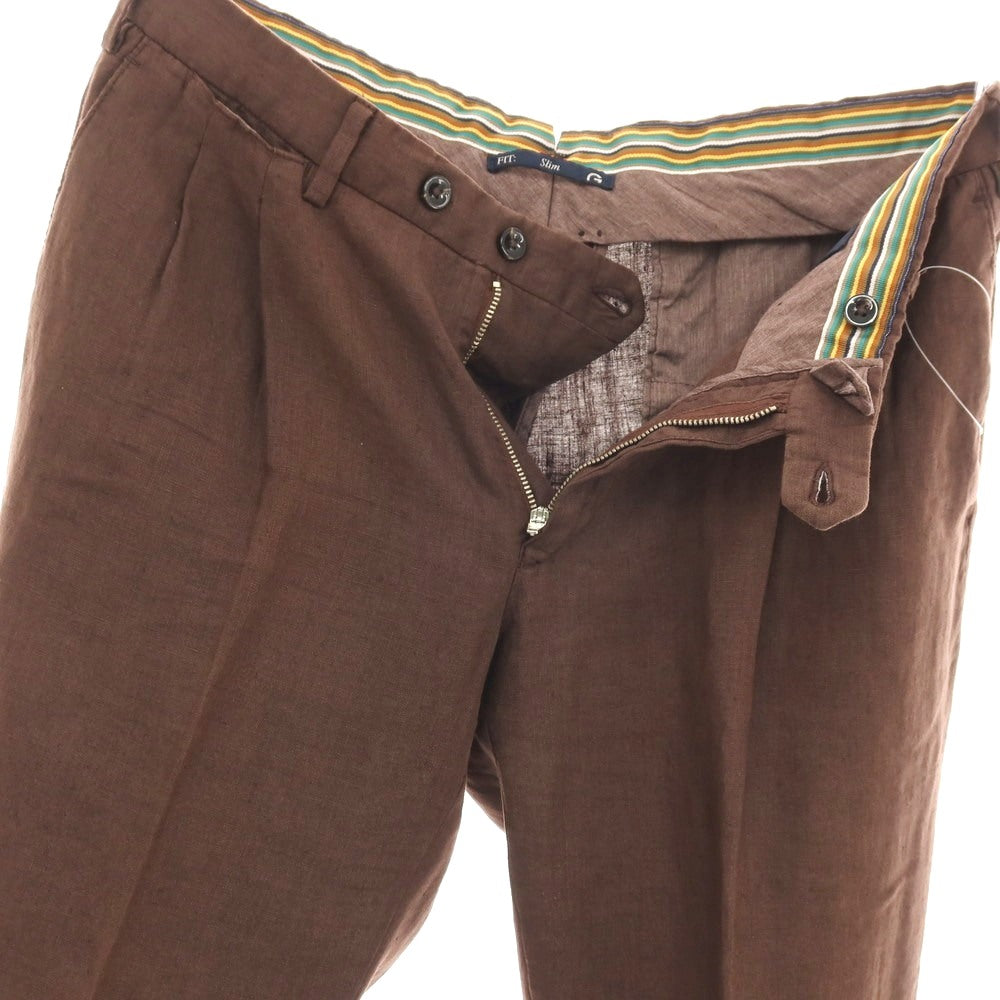 【中古】ジェルマーノ GERMANO リネン カジュアルスラックスパンツ ブラウン【サイズ48】【 状態ランクC 】【 メンズ 】