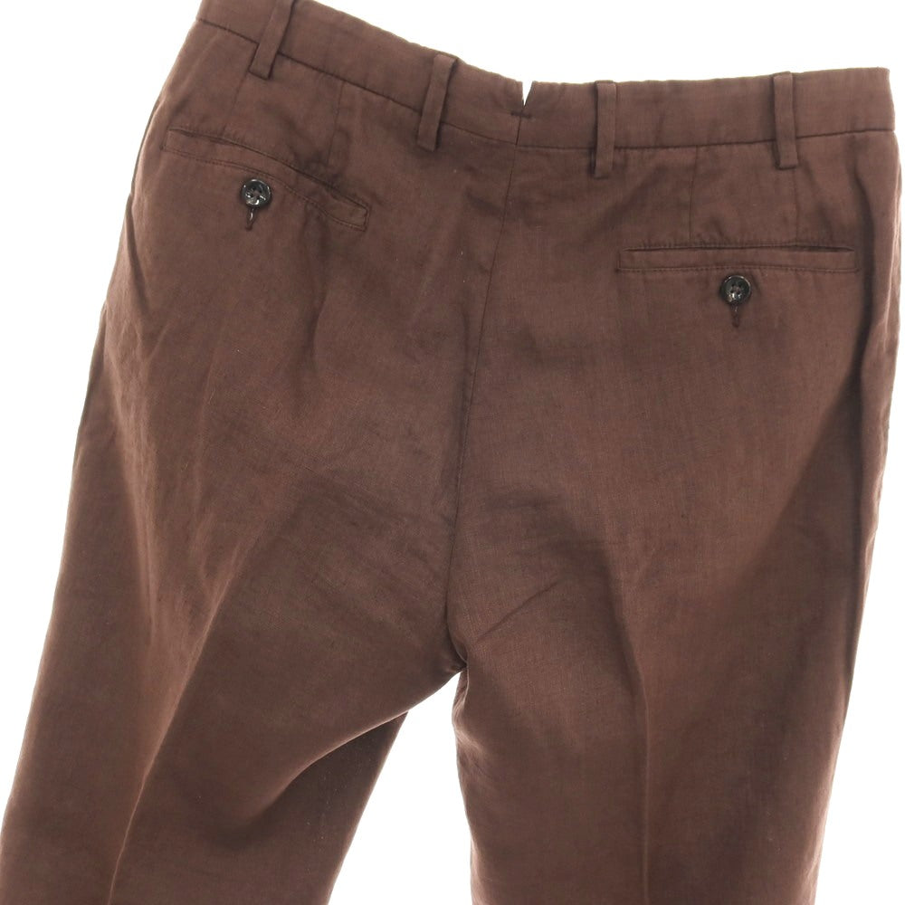 【中古】ジェルマーノ GERMANO リネン カジュアルスラックスパンツ ブラウン【サイズ48】【 状態ランクC 】【 メンズ 】