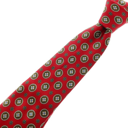 【中古】オルタナ Alterna シルク 小紋柄ネクタイ レッドxカーキ【 状態ランクA 】【 メンズ 】