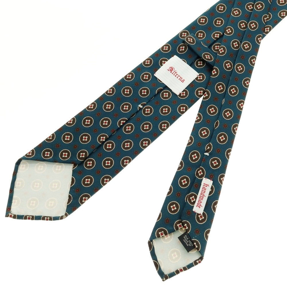 【中古】オルタナ Alterna シルク 小紋柄ネクタイ ブルーグリーンxブラウン【 状態ランクA 】【 メンズ 】