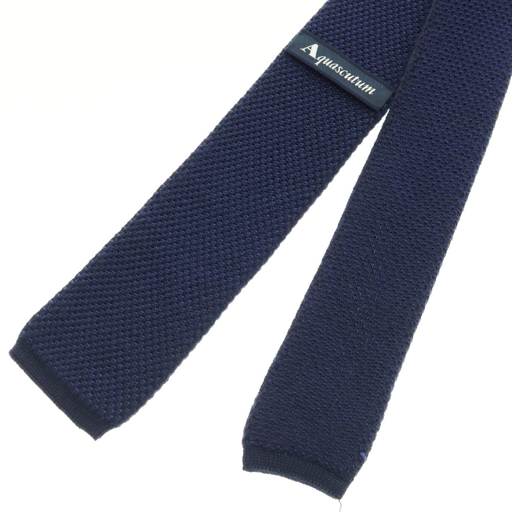 【中古】アクアスキュータム Aquascutum ウール ニットタイ ネイビー【 状態ランクB 】【 メンズ 】