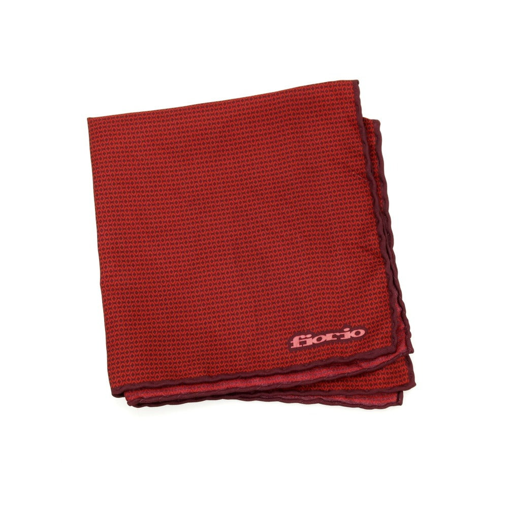 【中古】フィオリオ FIORIO シルク ポケットチーフ レッドxボルドー【 状態ランクB 】【 メンズ 】[CPD]