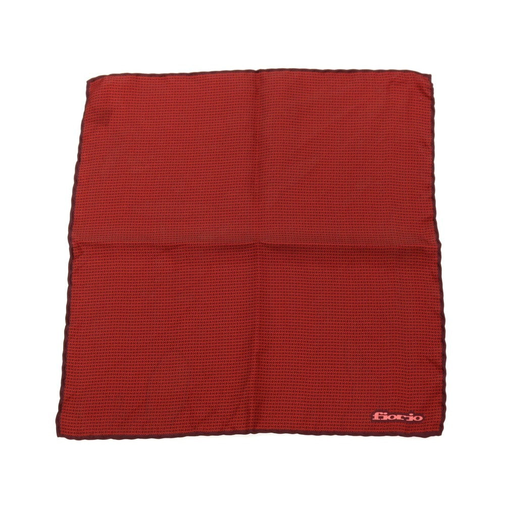 【中古】フィオリオ FIORIO シルク ポケットチーフ レッドxボルドー【 状態ランクB 】【 メンズ 】[CPD]