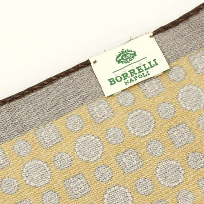 【中古】ルイジ ボレッリ Luigi Borrelli コットン 小紋 ポケットチーフ ブラウンxオーカー【 状態ランクB 】【 メンズ 】