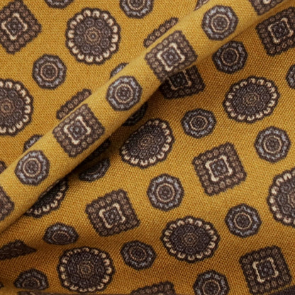 【中古】ルイジ ボレッリ Luigi Borrelli コットン 小紋 ポケットチーフ ブラウンxオーカー【 状態ランクB 】【 メンズ 】