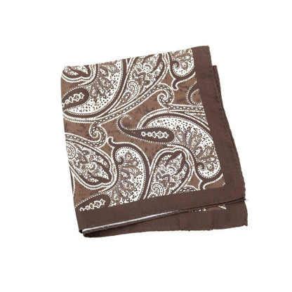 【中古】ルイジ ボレッリ Luigi Borrelli シルク ペイズリー柄 ポケットチーフ ブラウンxホワイト【 状態ランクB 】【 メンズ 】