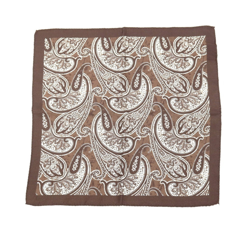 【中古】ルイジ ボレッリ Luigi Borrelli シルク ペイズリー柄 ポケットチーフ ブラウンxホワイト【 状態ランクB 】【 メンズ 】