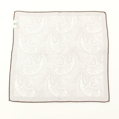 【中古】ルイジ ボレッリ Luigi Borrelli シルク ペイズリー柄 ポケットチーフ ブラウンxホワイト【 状態ランクB 】【 メンズ 】