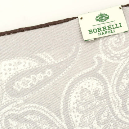 【中古】ルイジ ボレッリ Luigi Borrelli シルク ペイズリー柄 ポケットチーフ ブラウンxホワイト【 状態ランクB 】【 メンズ 】