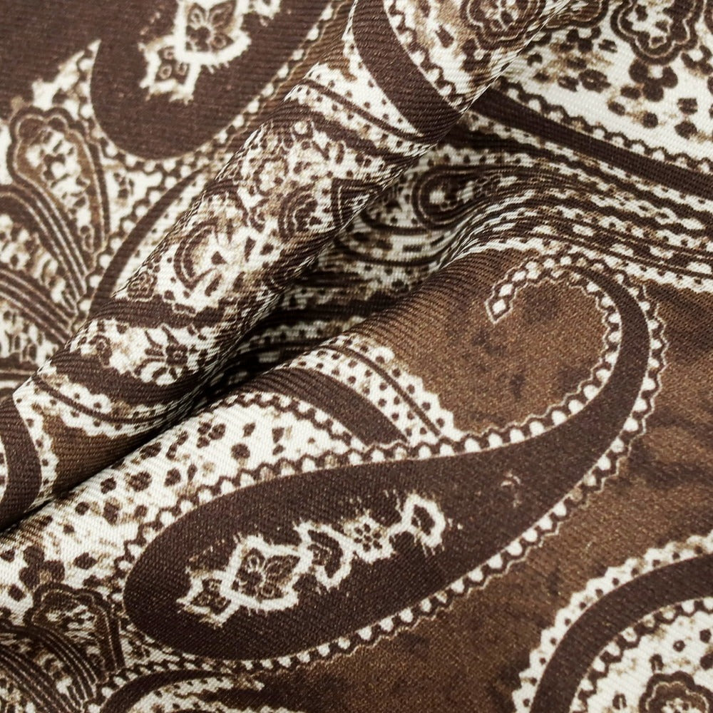 【中古】ルイジ ボレッリ Luigi Borrelli シルク ペイズリー柄 ポケットチーフ ブラウンxホワイト【 状態ランクB 】【 メンズ 】