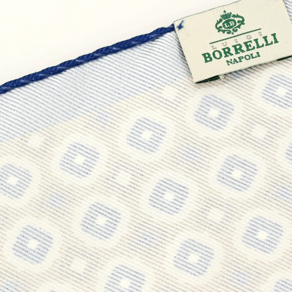 【中古】ルイジ ボレッリ Luigi Borrelli シルク プリント ポケットチーフ ネイビーxブラウン【 状態ランクB 】【 メンズ 】