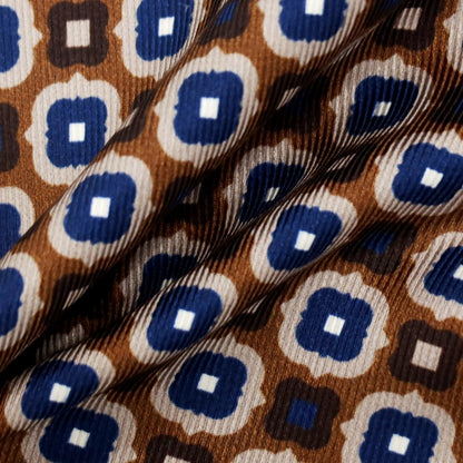 【中古】ルイジ ボレッリ Luigi Borrelli シルク プリント ポケットチーフ ネイビーxブラウン【 状態ランクB 】【 メンズ 】