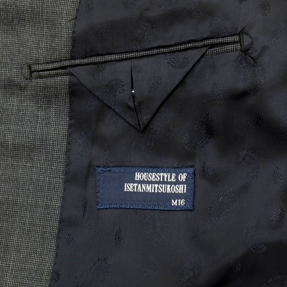 【中古】イセタンメンズ ISETAN MENS ウール 2つボタンスーツ グレー【 表記なし（L位） 】【 状態ランクC 】【 メンズ 】
