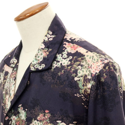 【中古】マークジェイコブス MARC JACOBS シルク 総柄 プリント パジャマシャツ カジュアルシャツ ネイビーxホワイト【サイズ48】【 状態ランクC 】【 メンズ 】