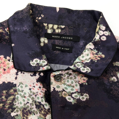 【中古】マークジェイコブス MARC JACOBS シルク 総柄 プリント パジャマシャツ カジュアルシャツ ネイビーxホワイト【サイズ48】【 状態ランクC 】【 メンズ 】