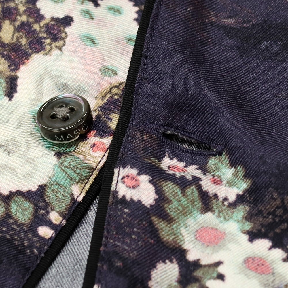 【中古】マークジェイコブス MARC JACOBS シルク 総柄 プリント パジャマシャツ カジュアルシャツ ネイビーxホワイト【サイズ48】【 状態ランクC 】【 メンズ 】