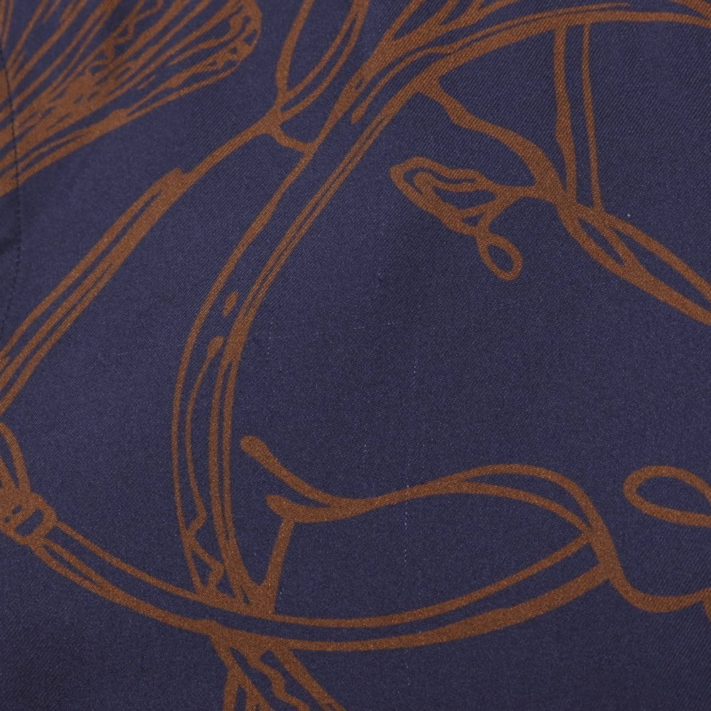 【中古】グッチ GUCCI シルク ホース プリント レギュラーカラー カジュアルシャツ ネイビーxブラウン【サイズ40】【 状態ランクC 】【 メンズ 】