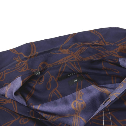 【中古】グッチ GUCCI シルク ホース プリント レギュラーカラー カジュアルシャツ ネイビーxブラウン【サイズ40】【 状態ランクC 】【 メンズ 】