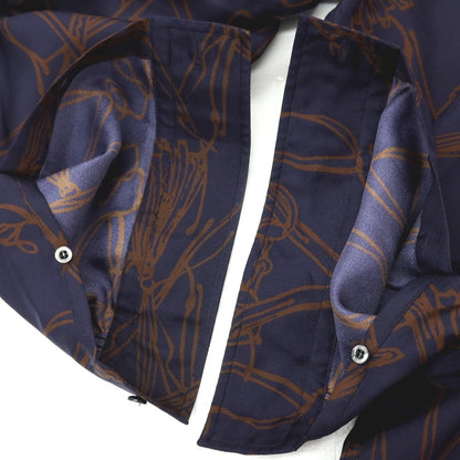 【中古】グッチ GUCCI シルク ホース プリント レギュラーカラー カジュアルシャツ ネイビーxブラウン【サイズ40】【 状態ランクC 】【 メンズ 】
