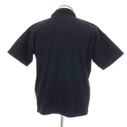 【中古】オム プリッセ イッセイミヤケ HOMME PLISSE ISSEY MIYAKE ポリエステル プリーツ スキッパー 半袖ポロシャツ ブラック【サイズ3】【 状態ランクB 】【 メンズ 】