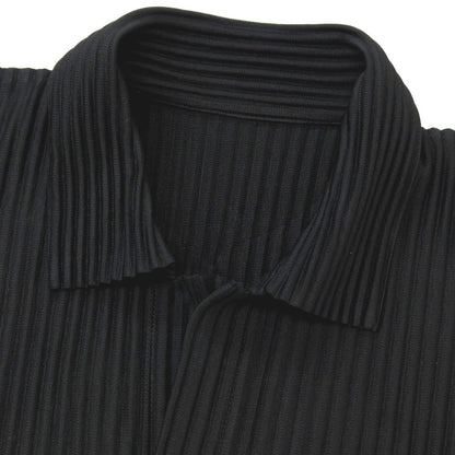 【中古】オム プリッセ イッセイミヤケ HOMME PLISSE ISSEY MIYAKE ポリエステル プリーツ スキッパー 半袖ポロシャツ ブラック【サイズ3】【 状態ランクB 】【 メンズ 】