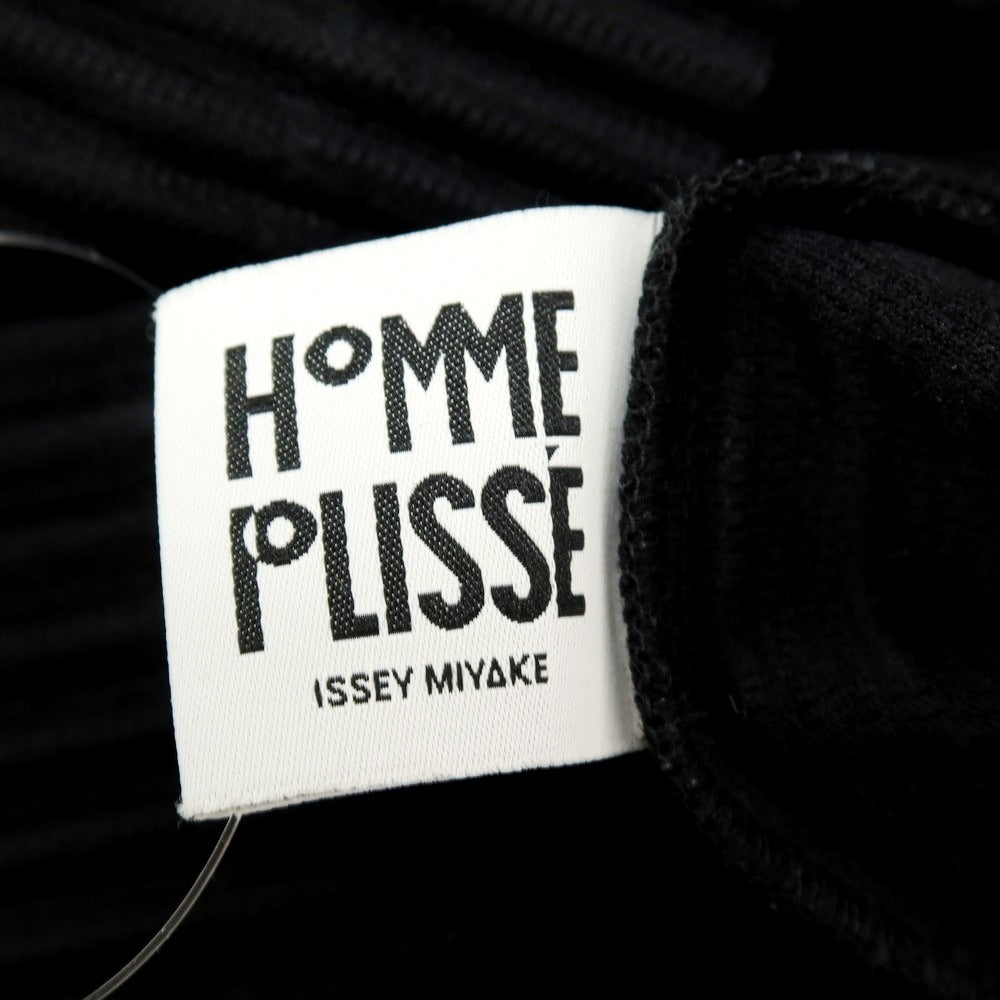 【中古】オム プリッセ イッセイミヤケ HOMME PLISSE ISSEY MIYAKE ポリエステル プリーツ スキッパー 半袖ポロシャツ ブラック【サイズ3】【 状態ランクB 】【 メンズ 】
