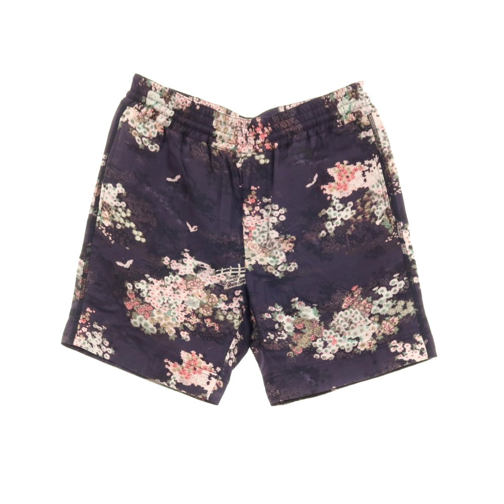 【中古】マークジェイコブス MARC JACOBS シルク 花柄×鶴 プリント ショートパンツ ネイビーxホワイト【サイズM】【 状態ランクB 】【 メンズ 】