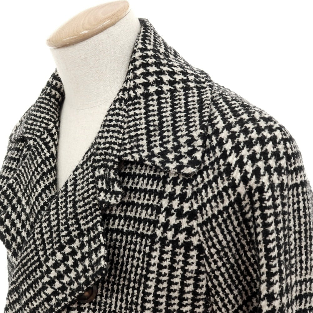 【中古】スティレ ラティーノ STILE LATINO ウールアルパカ チェック トレンチコート ブラックxホワイト【 44 】【 状態ランクB 】【 メンズ 】