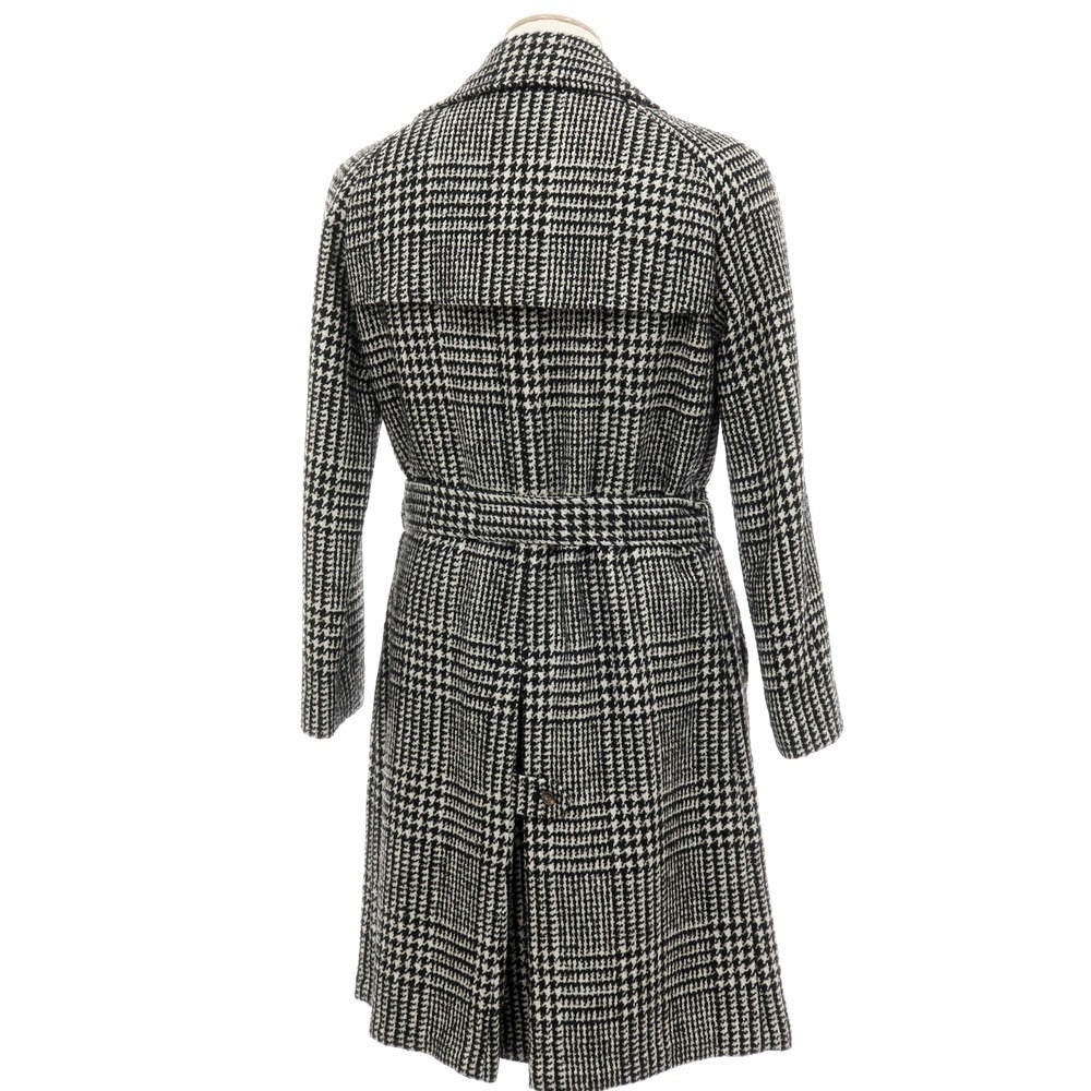 【中古】スティレ ラティーノ STILE LATINO ウールアルパカ チェック トレンチコート ブラックxホワイト【 44 】【 状態ランクB 】【 メンズ 】