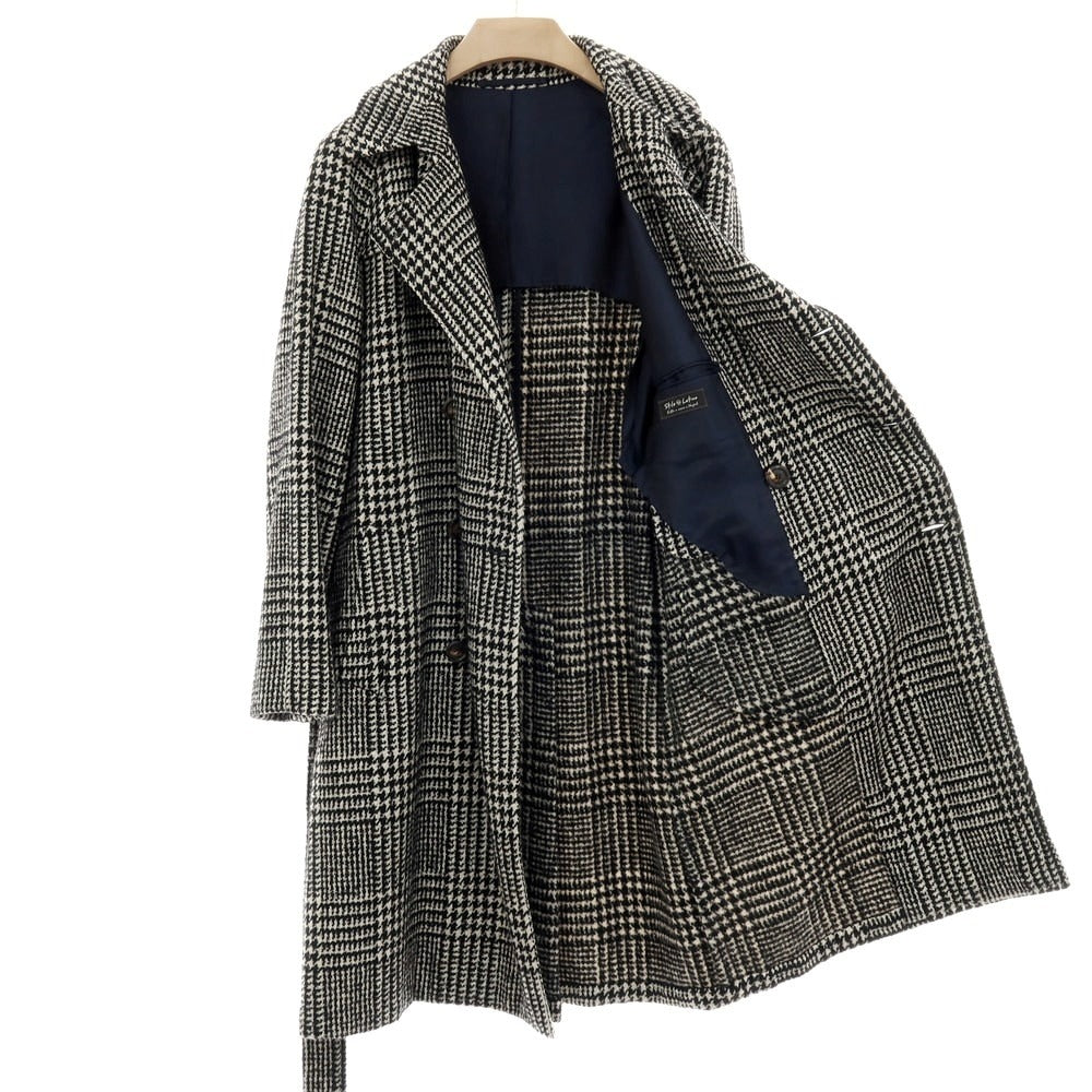 【中古】スティレ ラティーノ STILE LATINO ウールアルパカ チェック トレンチコート ブラックxホワイト【 44 】【 状態ランクB 】【 メンズ 】