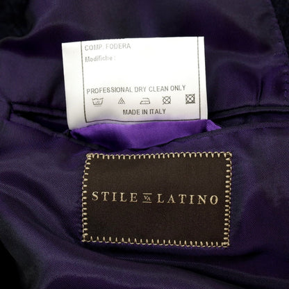 【中古】スティレ ラティーノ STILE LATINO ウールカシミヤ チェック ステンカラーコート ブラックxネイビー【 46 】【 状態ランクB 】【 メンズ 】