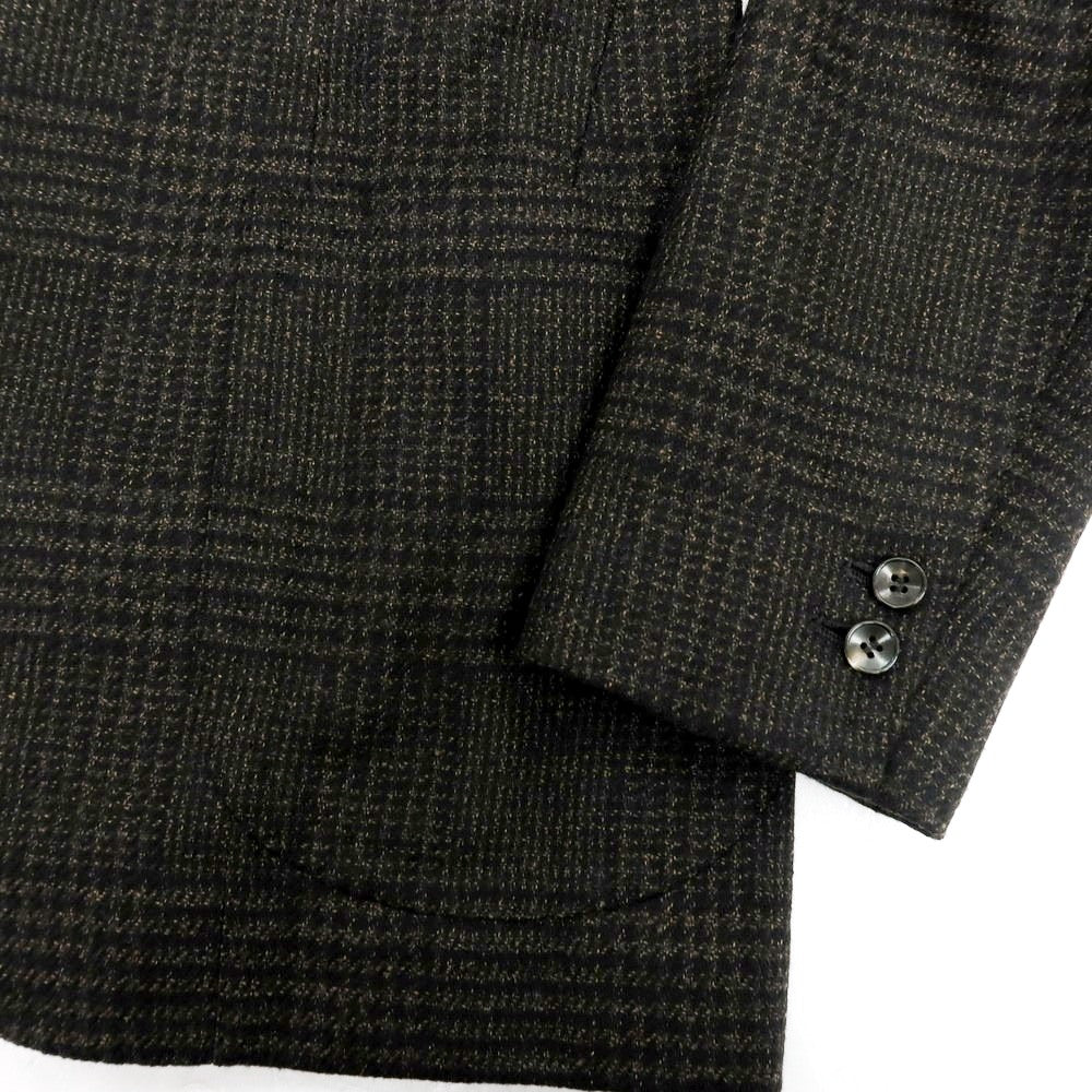 【中古】アルフォンソ シリカ Alfonso Sirica ウール グレンチェック 3B テーラードジャケット ダークブラウンxブラック【 サイズ表記なし（S位） 】【 状態ランクC 】【 メンズ 】 [APD]
