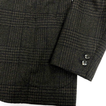 【中古】アルフォンソ シリカ Alfonso Sirica ウール グレンチェック 3B テーラードジャケット ダークブラウンxブラック【 表記なし（S位） 】【 状態ランクC 】【 メンズ 】