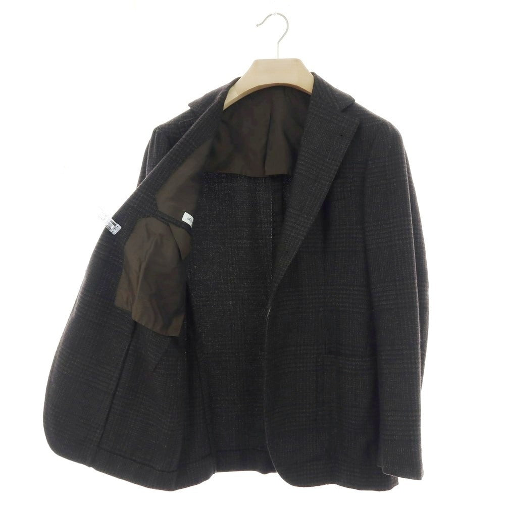 【中古】アルフォンソ シリカ Alfonso Sirica ウール グレンチェック 3B テーラードジャケット ダークブラウンxブラック【 サイズ表記なし（S位） 】【 状態ランクC 】【 メンズ 】 [APD]