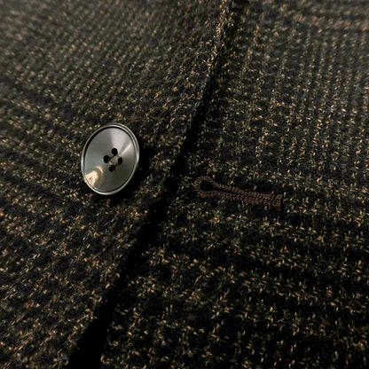 【中古】アルフォンソ シリカ Alfonso Sirica ウール グレンチェック 3B テーラードジャケット ダークブラウンxブラック【 表記なし（S位） 】【 状態ランクC 】【 メンズ 】