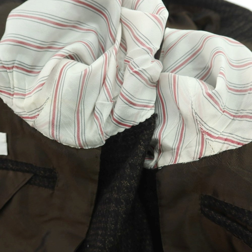 【中古】アルフォンソ シリカ Alfonso Sirica ウール グレンチェック 3B テーラードジャケット ダークブラウンxブラック【 表記なし（S位） 】【 状態ランクC 】【 メンズ 】