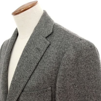 【中古】リングヂャケット RING JACKET ヘリンボーン織ウールカシミヤ チェスターフィールドコート ブラックxホワイト【 48 】【 状態ランクB 】【 メンズ 】