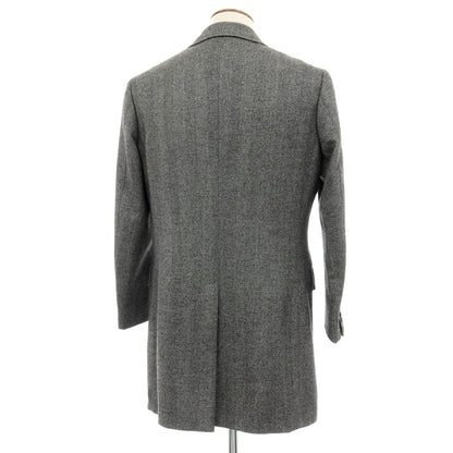 【中古】リングヂャケット RING JACKET ヘリンボーン織ウールカシミヤ チェスターフィールドコート ブラックxホワイト【 48 】【 状態ランクB 】【 メンズ 】