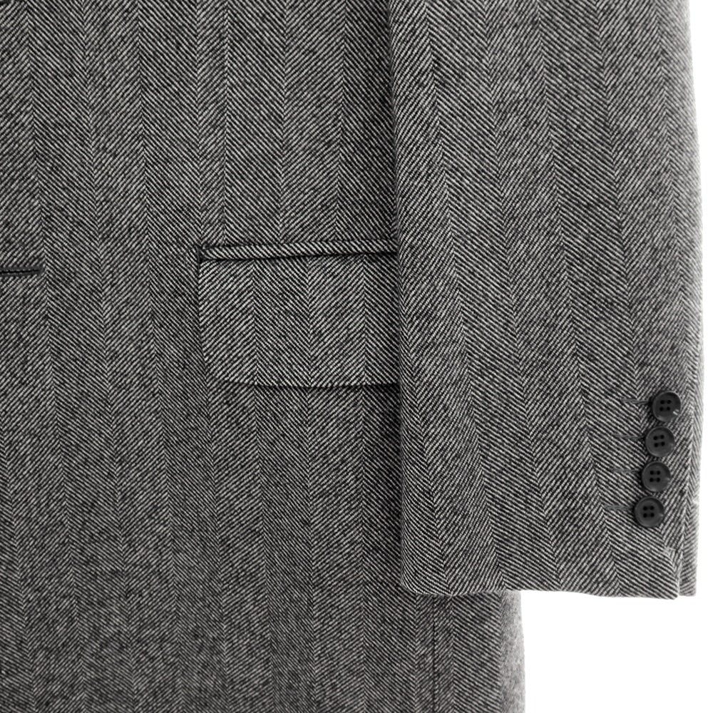 【中古】リングヂャケット RING JACKET ヘリンボーン織ウールカシミヤ チェスターフィールドコート ブラックxホワイト【サイズ48】【 状態ランクB 】【 メンズ 】[BPD]