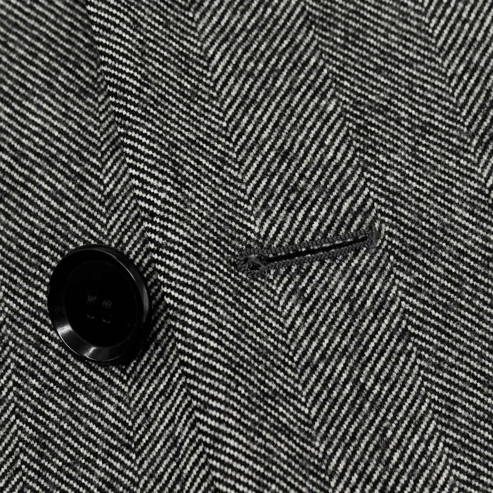 【中古】リングヂャケット RING JACKET ヘリンボーン織ウールカシミヤ チェスターフィールドコート ブラックxホワイト【 48 】【 状態ランクB 】【 メンズ 】